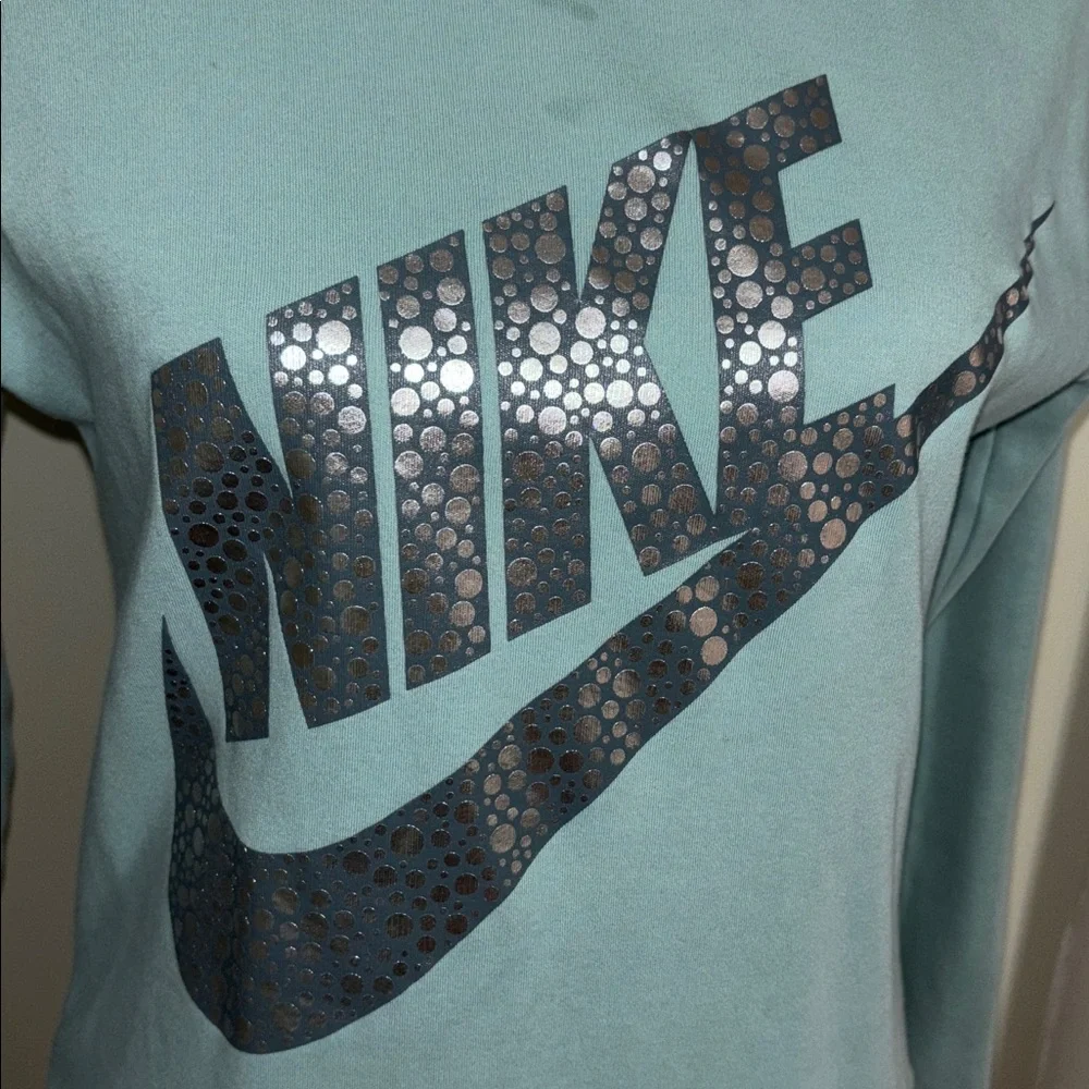 Nike Teal Long Sleeve Top Silver Logo